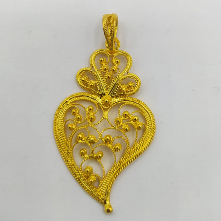 MEDALHA FILIGRANA PRATA DOURADA