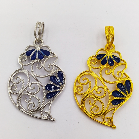 MEDALHA FILIGRANA PRATA DOURADA