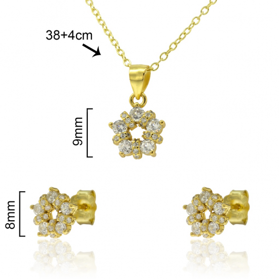 CONJUNTO COLAR E BRINCOS PRATA DOURADA