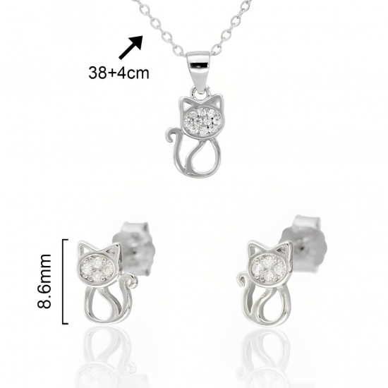 CONJUNTO COLAR E BRINCOS PRATA RODEADA