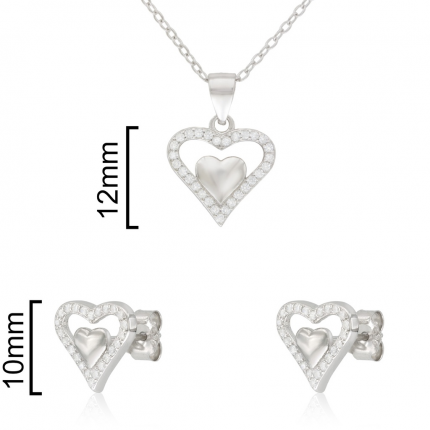 CONJUNTO COLAR E BRINCOS PRATA RODEADA