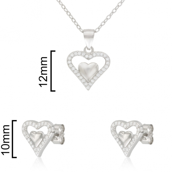 CONJUNTO COLAR E BRINCOS PRATA RODEADA