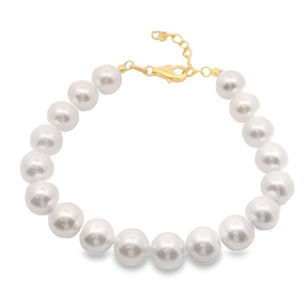PULSEIRA DE PEROLA PRATA DOURADA PULSEIRA DE PEROLA PRATA DOURADA