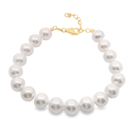 PULSEIRA DE PEROLA PRATA DOURADA