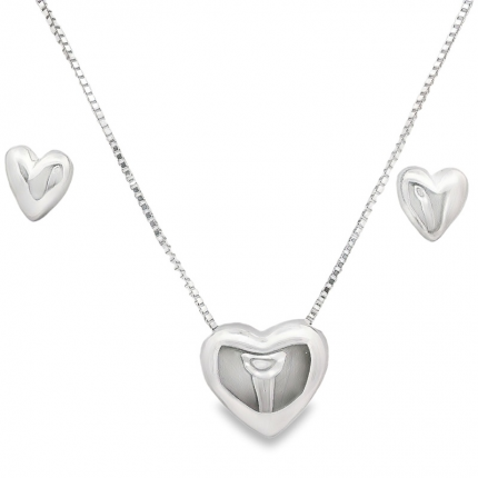 CONJUNTO COLAR E BRINCOS PRATA RODEADA