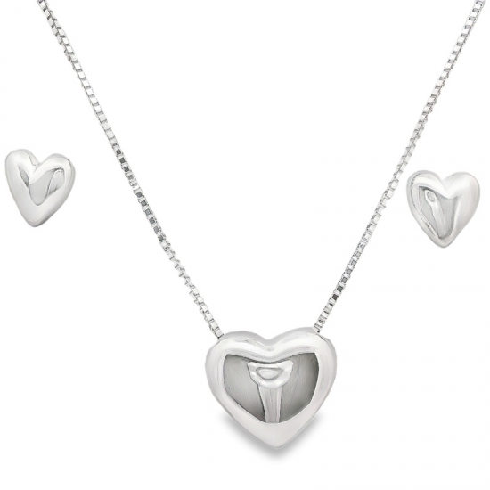 CONJUNTO COLAR E BRINCOS PRATA RODEADA
