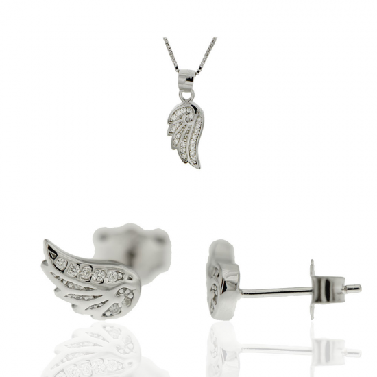 CONJUNTO COLAR E BRINCOS PRATA RODEADA