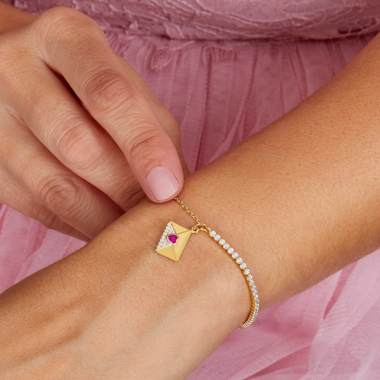 PULSEIRA PRATA DOURADA MAREA ''LOVE''